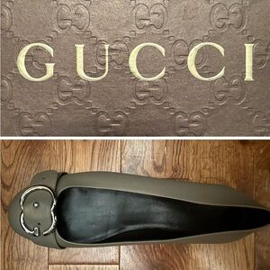 Gucci GG Logo Buckle Leather Ballet Sachalin Flats.  Like new.
